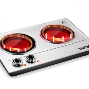 1800W Stainless Steel Infrared Cooktop with Non-slipping Feet and Adjustable Temperature