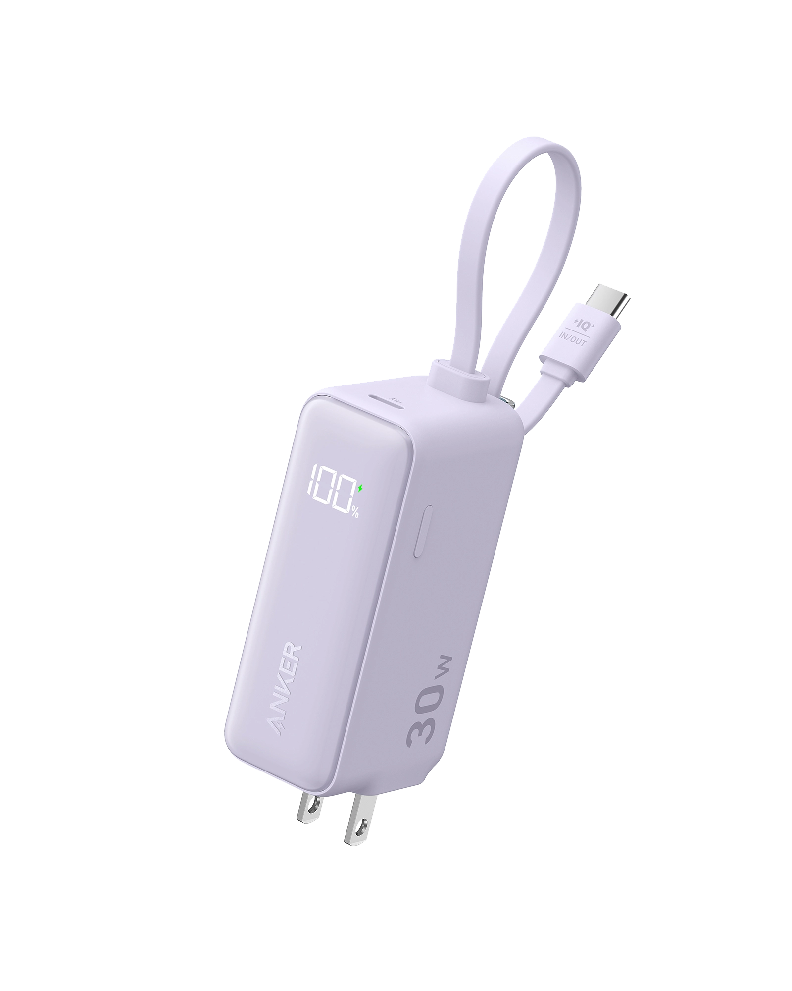 Anker Power Bank (30W, 5k,  Fusion, Built-In USB-C Cable)
