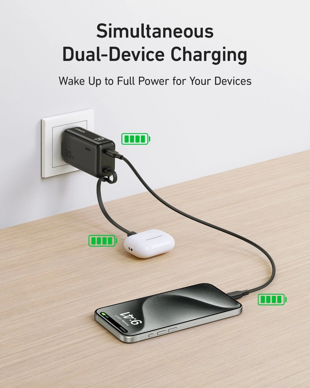 Anker Power Bank (30W, Fusion, Built-In USB-C Cable) | Customizable