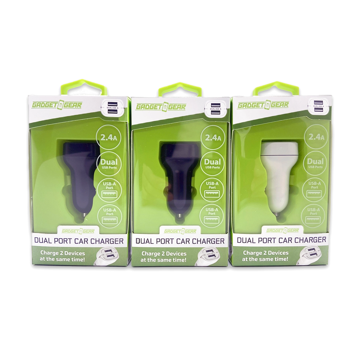 Car Charger with Dual USB Ports 2.4 Amp - 3 Pieces Per Pack 24632