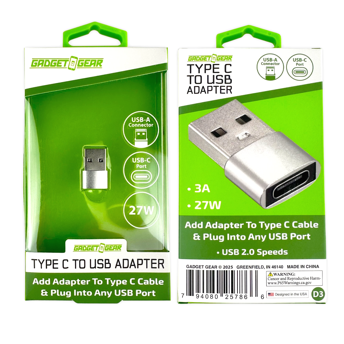 Charging Adapter USB-C to USB Converter - 6 Pieces Per Retail Ready Display 25786