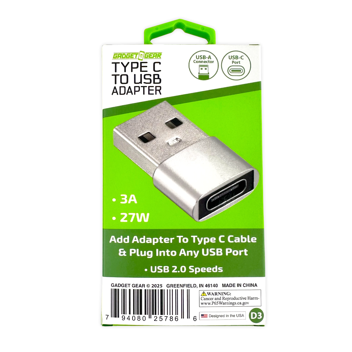 Charging Adapter USB-C to USB Converter - 6 Pieces Per Retail Ready Display 25786