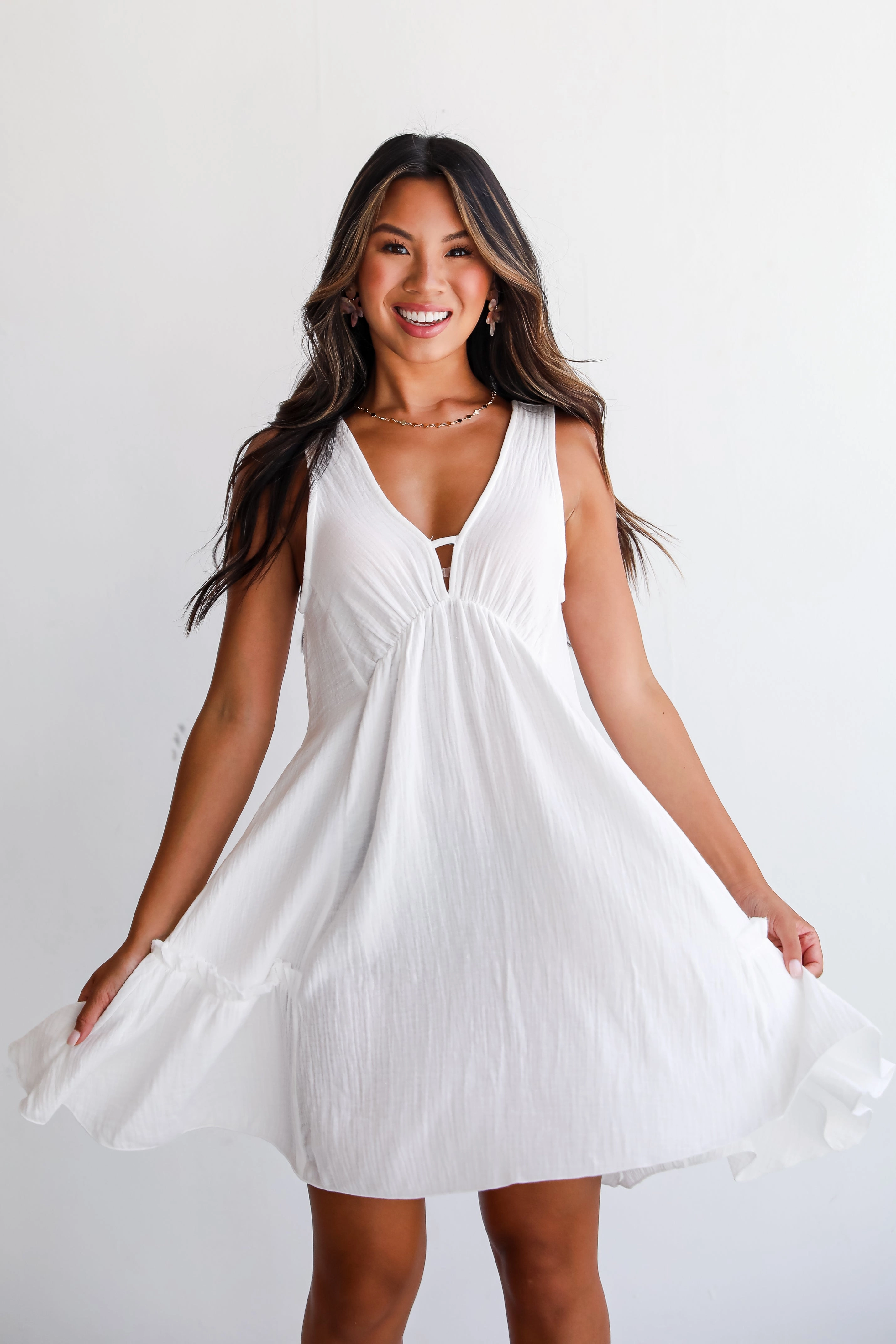 FINAL SALE - Distinctly Perfect White Linen Mini Dress