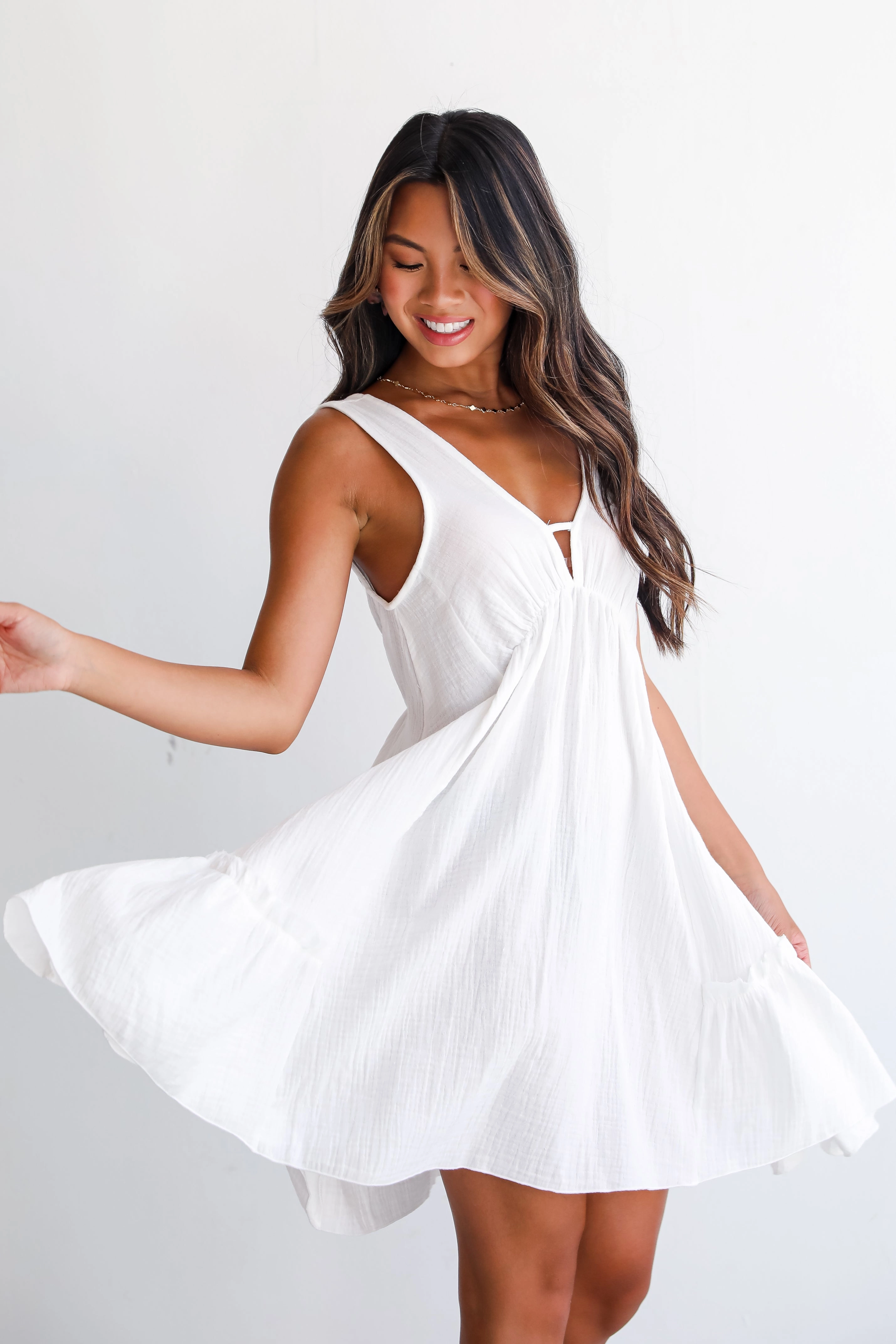 FINAL SALE - Distinctly Perfect White Linen Mini Dress