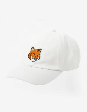 Large Fox Head Embroidery 6p Cap White