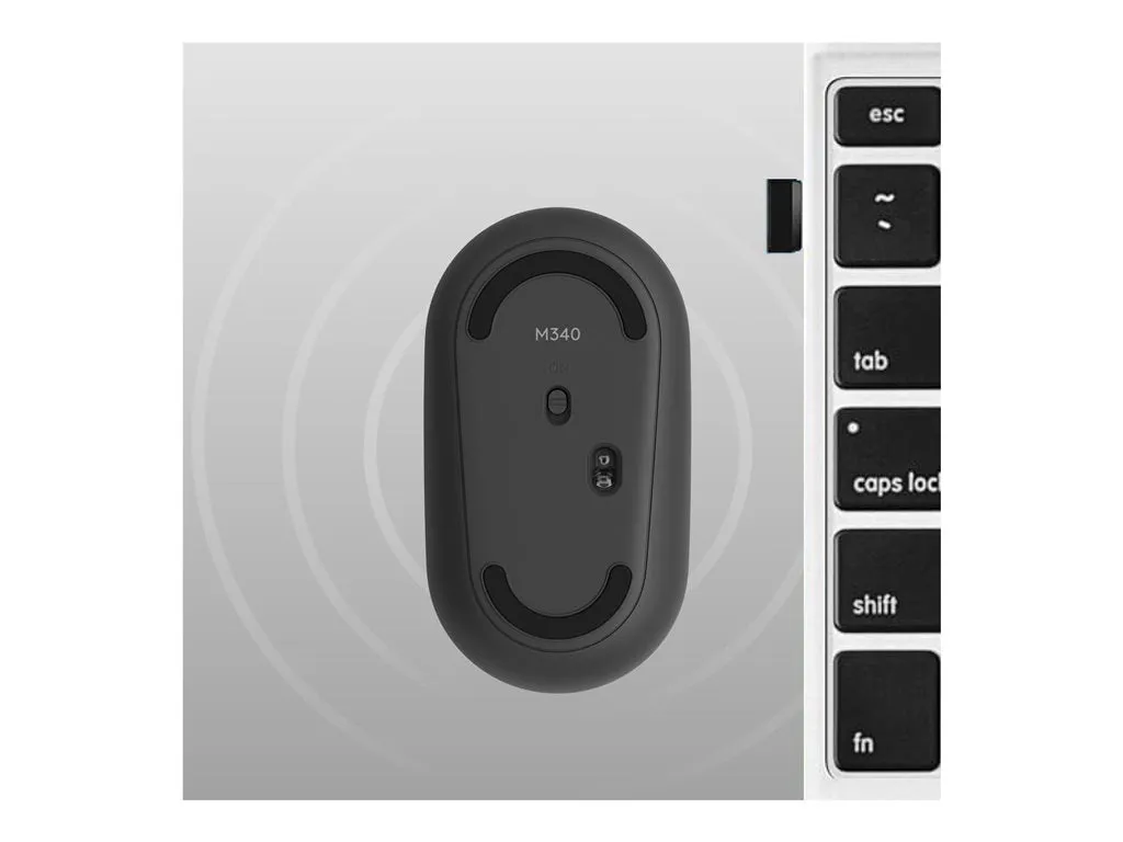 Logitech M340 - Mouse - right and left-handed - optical tracking sensor - 3 buttons - wireless - 2.4 GHz - USB wireless receiver 910-007281