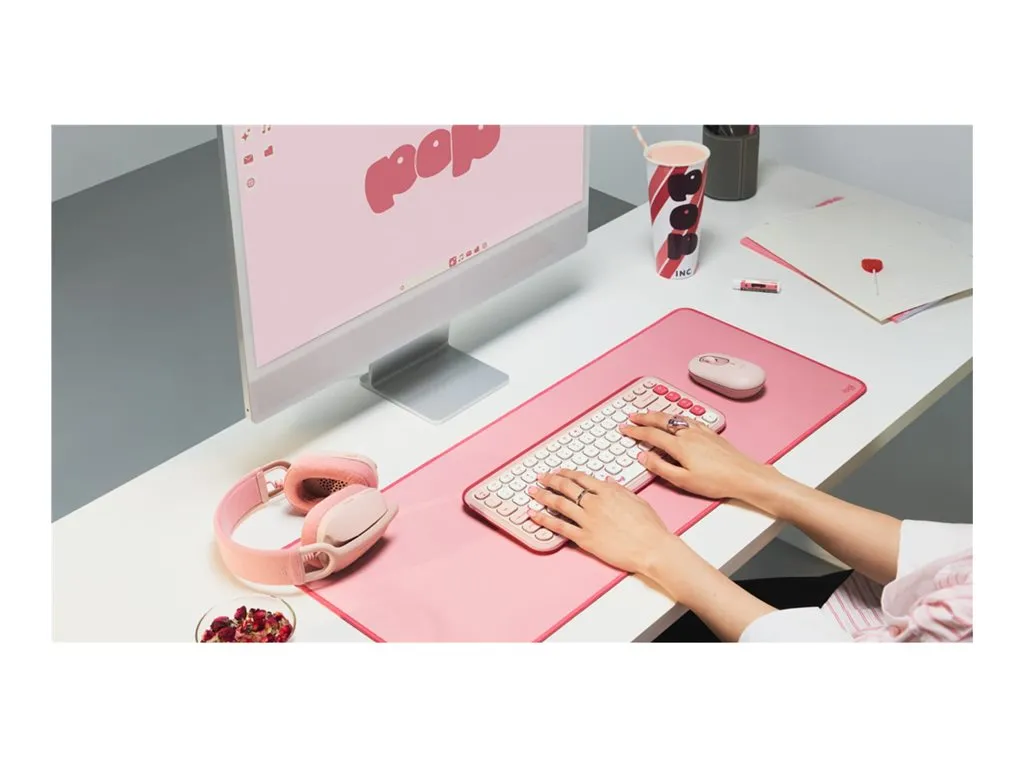 Logitech POP Icon Combo - Keyboard and mouse set - wireless - Bluetooth LE - QWERTY - English - rose, off-white 920-013105