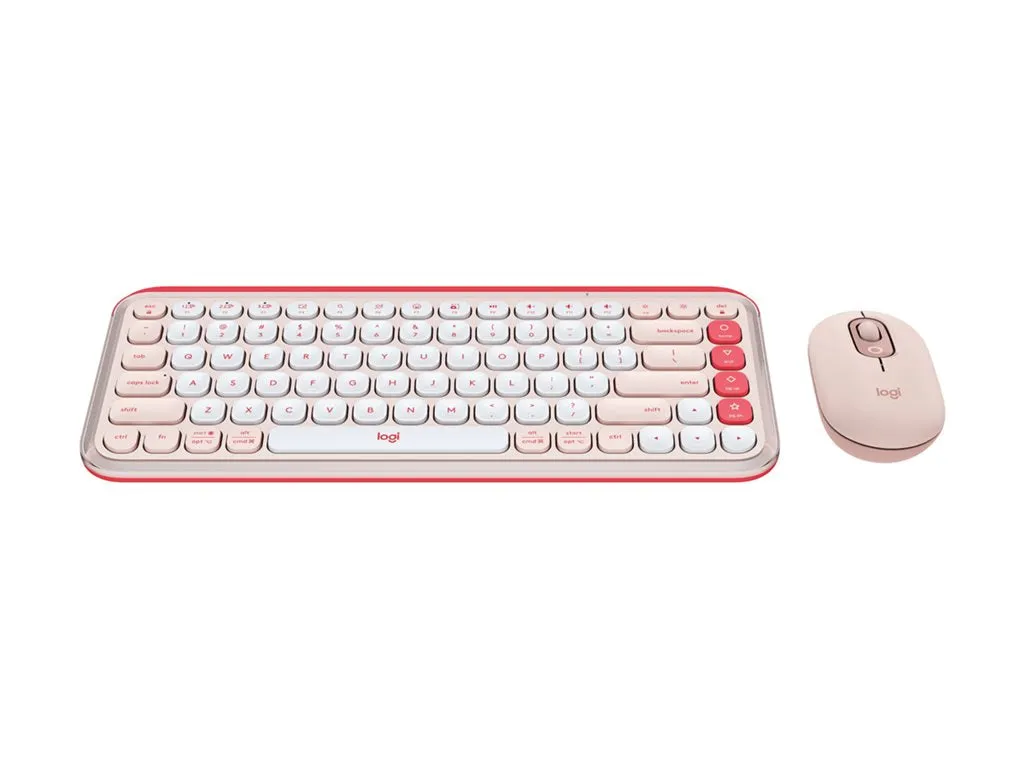 Logitech POP Icon Combo - Keyboard and mouse set - wireless - Bluetooth LE - QWERTY - English - rose, off-white 920-013105