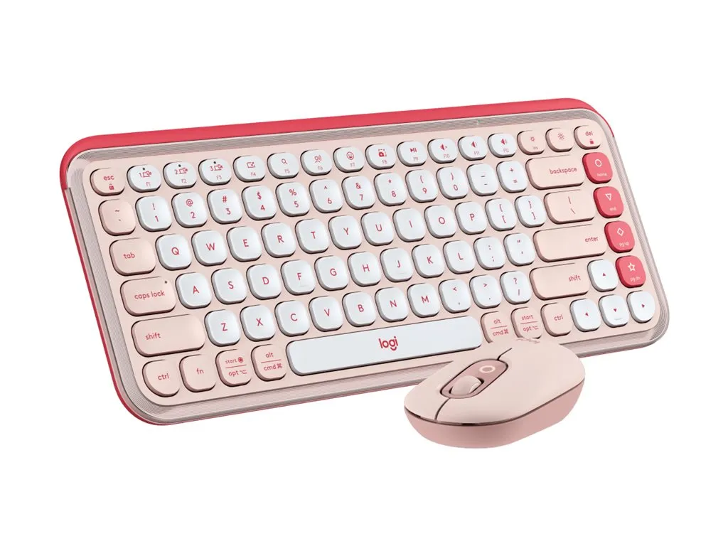 Logitech POP Icon Combo - Keyboard and mouse set - wireless - Bluetooth LE - QWERTY - English - rose, off-white 920-013105