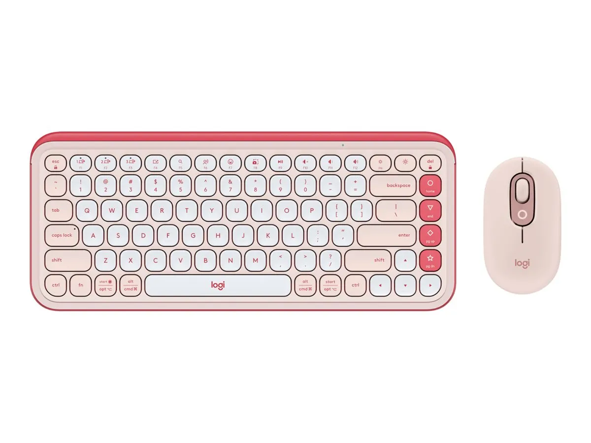 Logitech POP Icon Combo - Keyboard and mouse set - wireless - Bluetooth LE - QWERTY - English - rose, off-white 920-013105