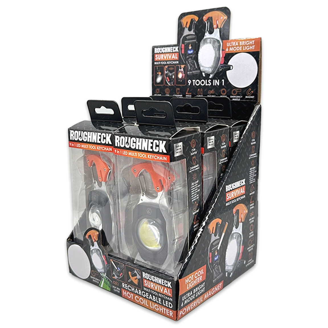 Multi-Tool Survival 9-In-1 with LED Light - 6 Pieces Per Retail Ready Display 24032