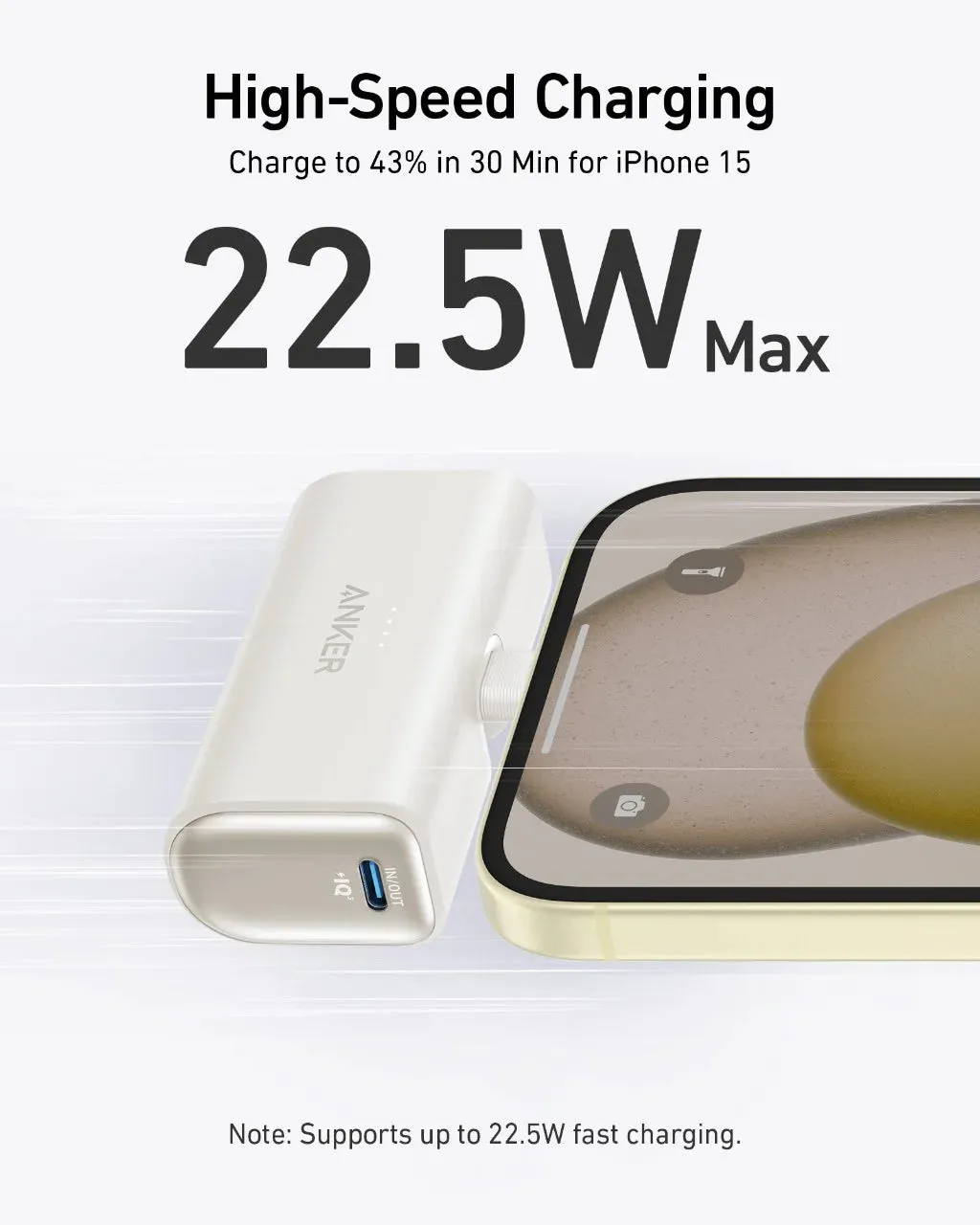Nano Power Bank (22.5W. Built-In USB-C Connector)