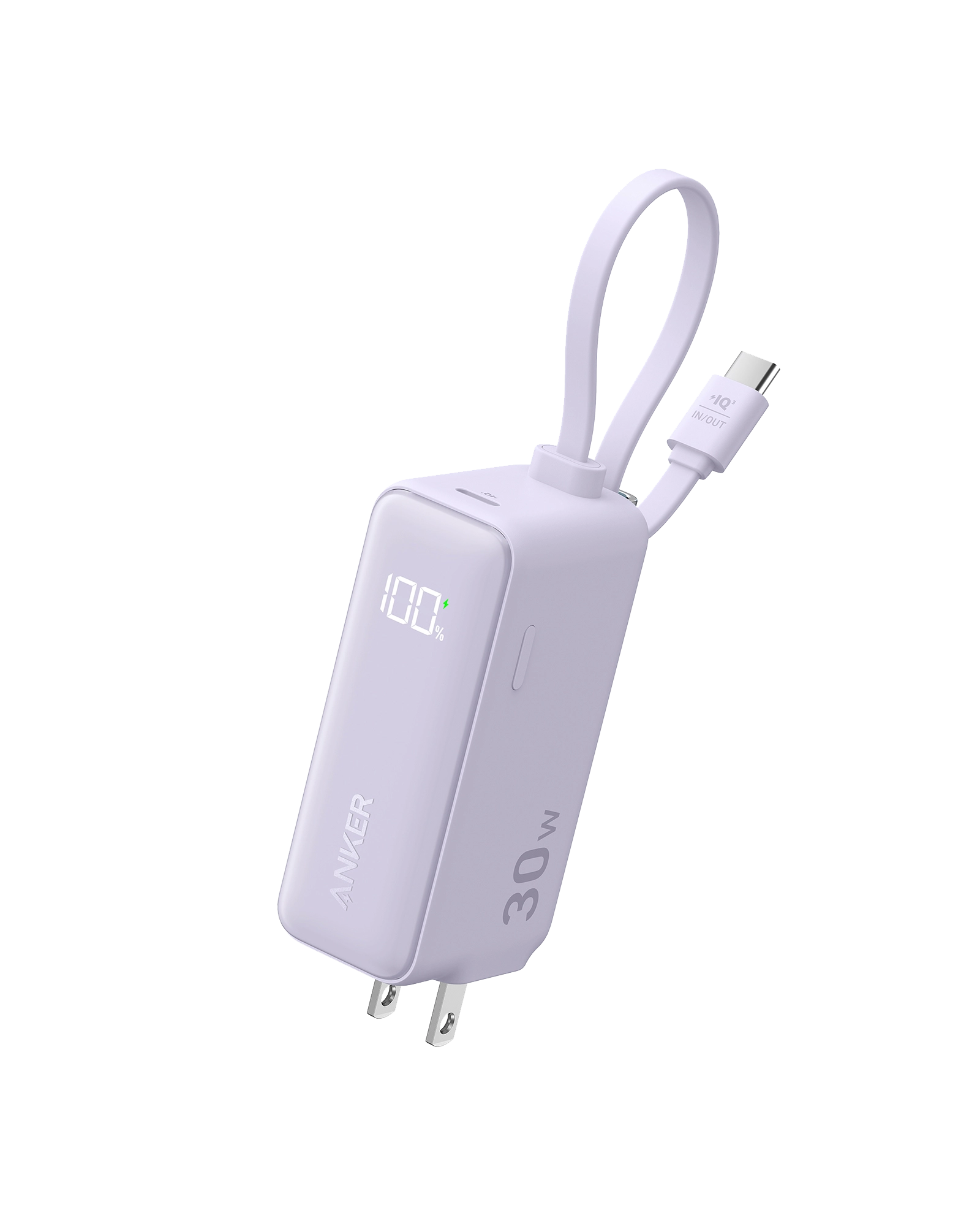 Refurbished Anker Power Bank (30W, Fusion, Built-In USB-C Cable)