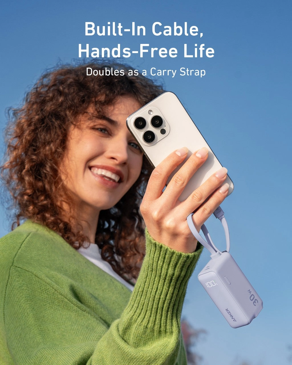 Refurbished Anker Power Bank (30W, Fusion, Built-In USB-C Cable)