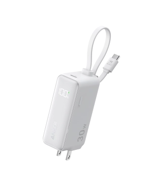 Refurbished Anker Power Bank (30W, Fusion, Built-In USB-C Cable)