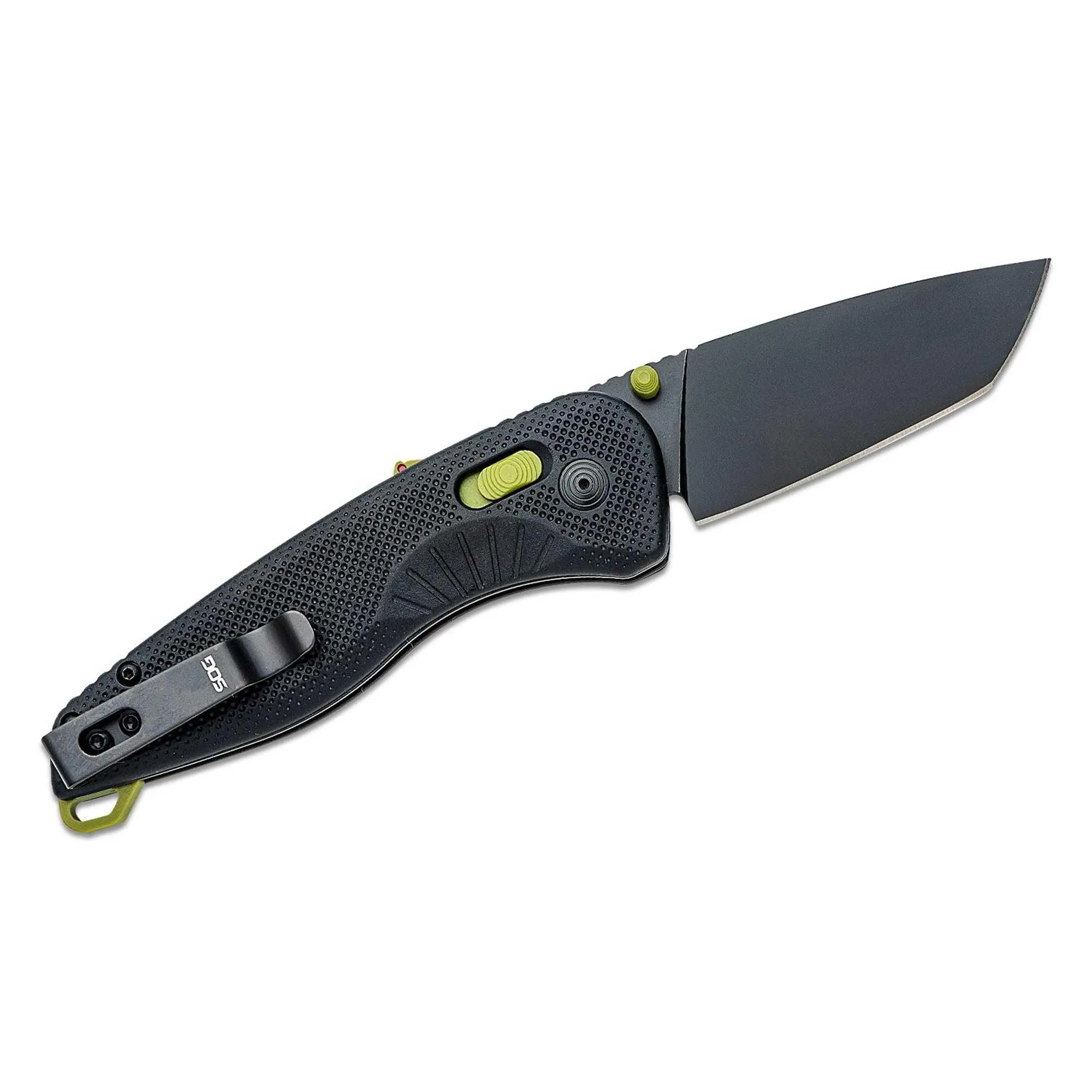 SOG Folding Knife - Aegis AT Tanto Flat Blade Black and Moss Handle | 11-41-09-41
