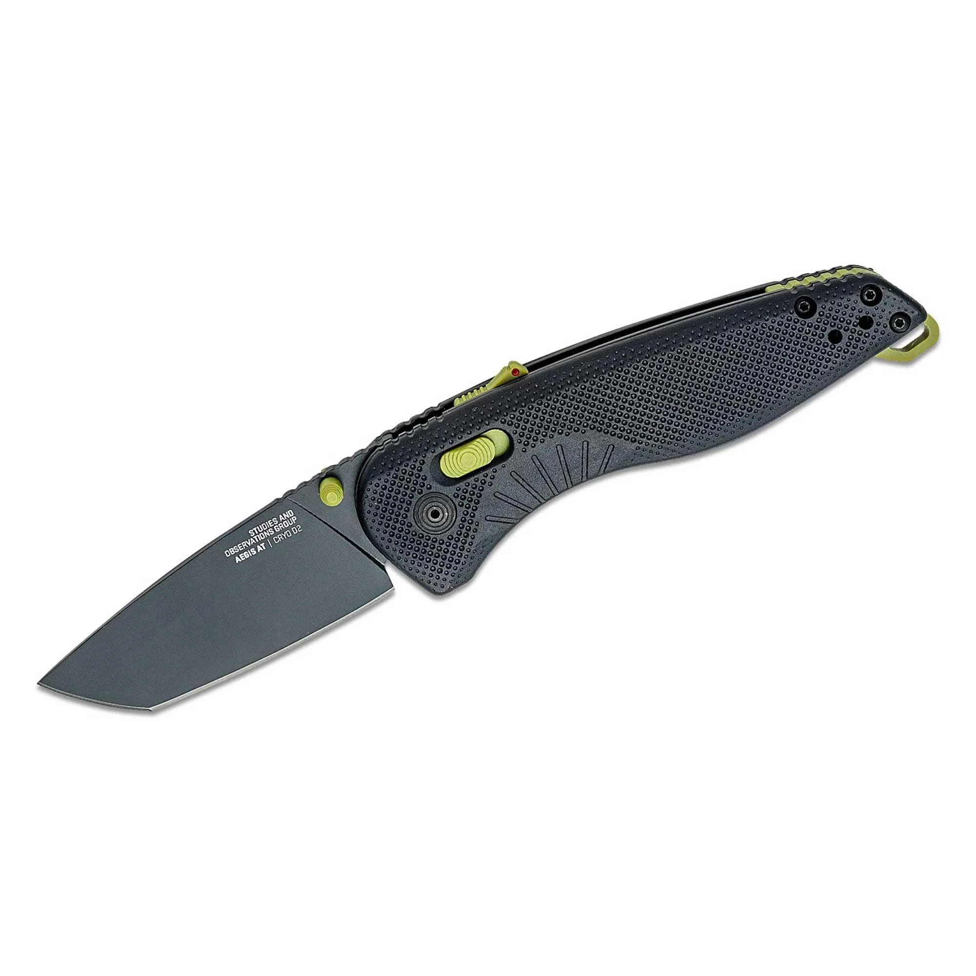 SOG Folding Knife - Aegis AT Tanto Flat Blade Black and Moss Handle | 11-41-09-41