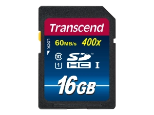 Transcend Premium - Flash memory card - 16 GB - UHS Class 1 / Class10 - 400x - SDHC UHS-I TS16GSDU1