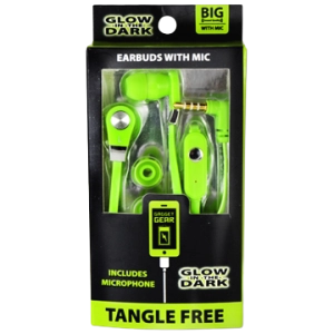 Wired Earbuds Glow in The Dark with Mic - 3 Pieces Per Pack 20614