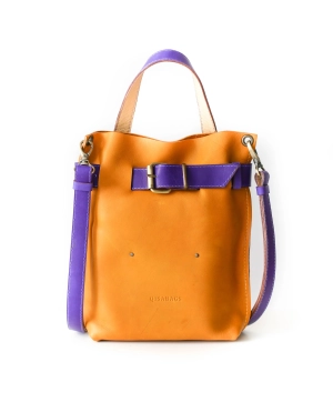 Yellow w/Purple Mini Leather Backpack